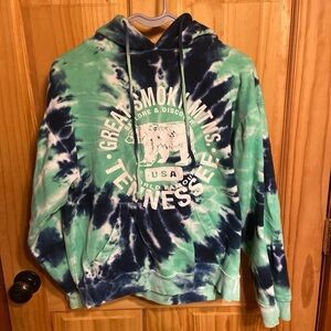 Exist Green and Navy Tie-Dye Hoodie
